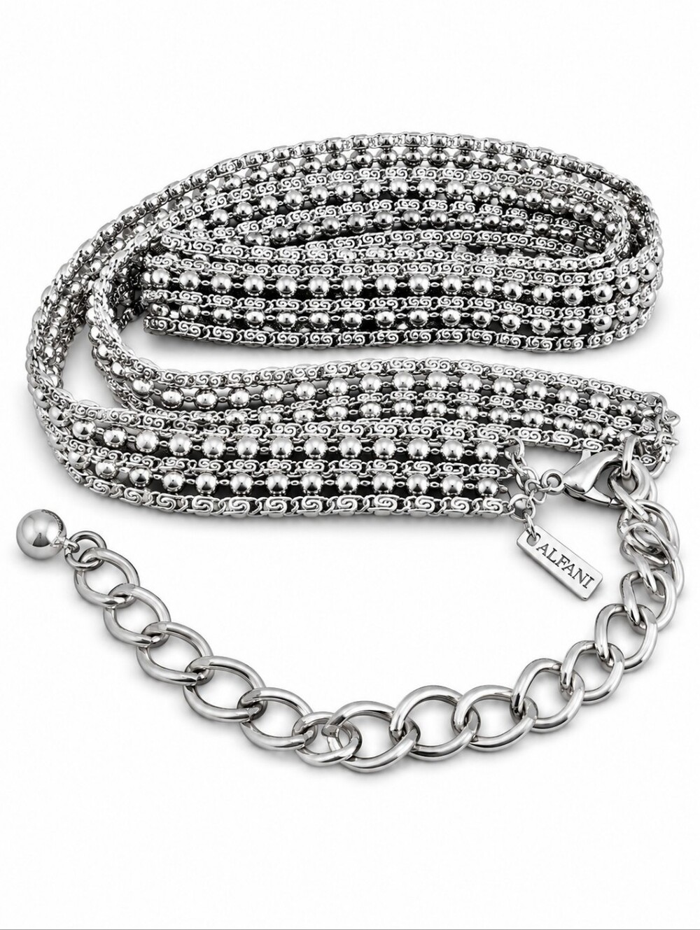 ALFANI Silvertone Metal Ball Festival Concert Chain Belt